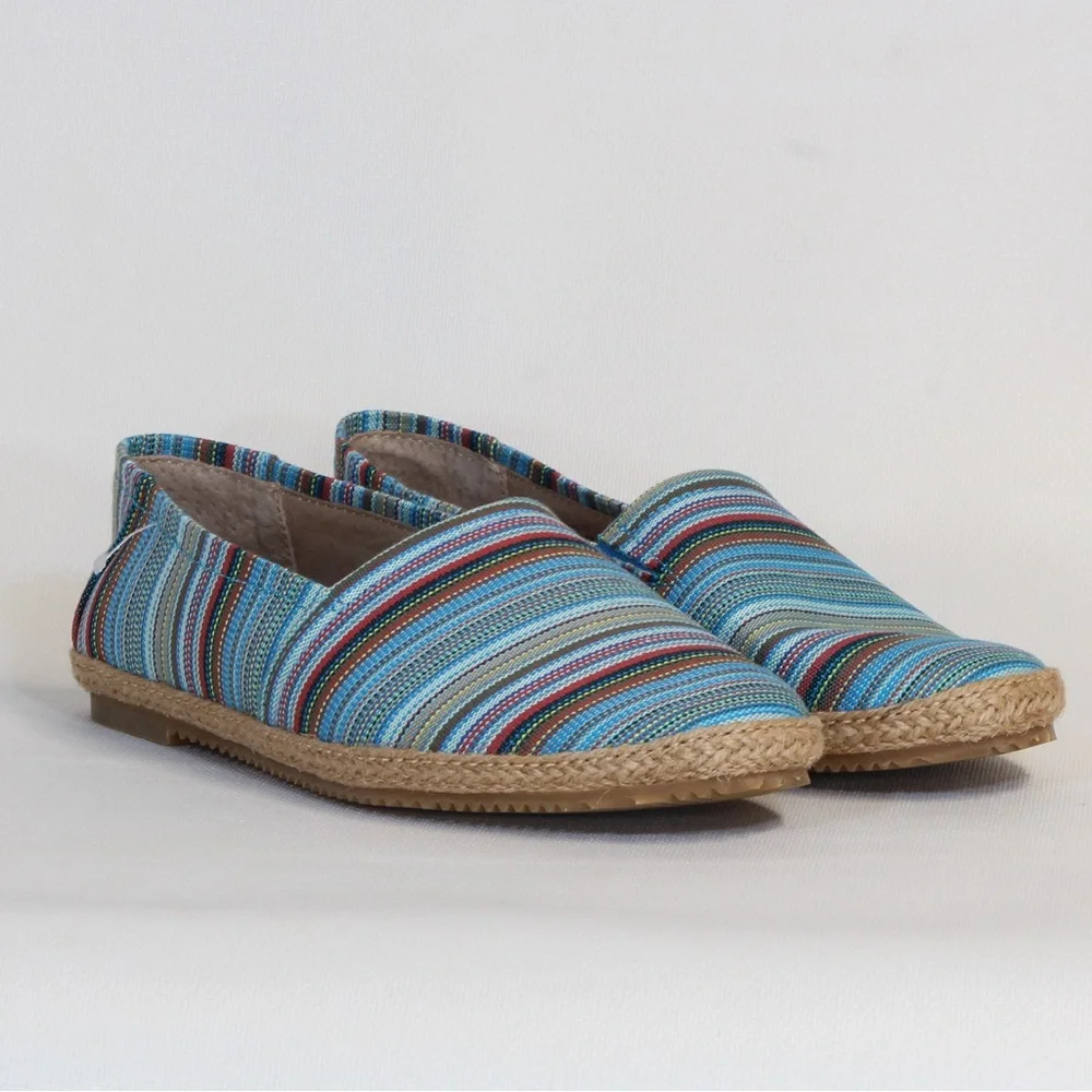 Aetrex Kylie Slip-On Multicolor Stripped Espadrille Flats with Arch Support